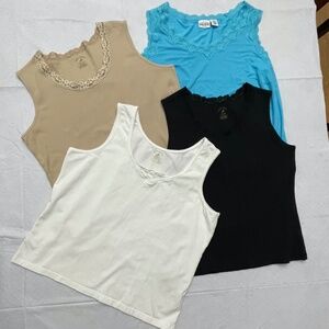 Bundle of 4 Women's Tank Tops: 3 White Stag Size XL & 1 KR Essentials 1X